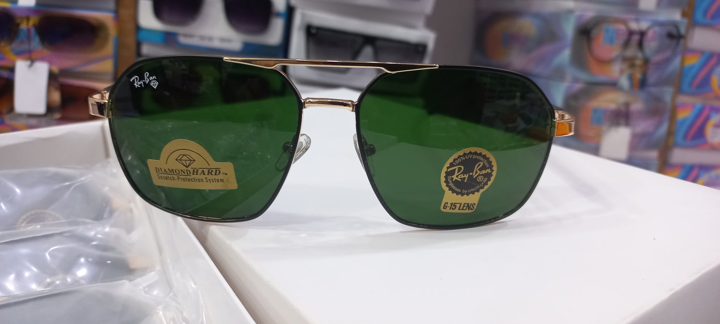 RB Gold Bridge Sunglasses- Unisex- G 15 Diamond Hard Lenses