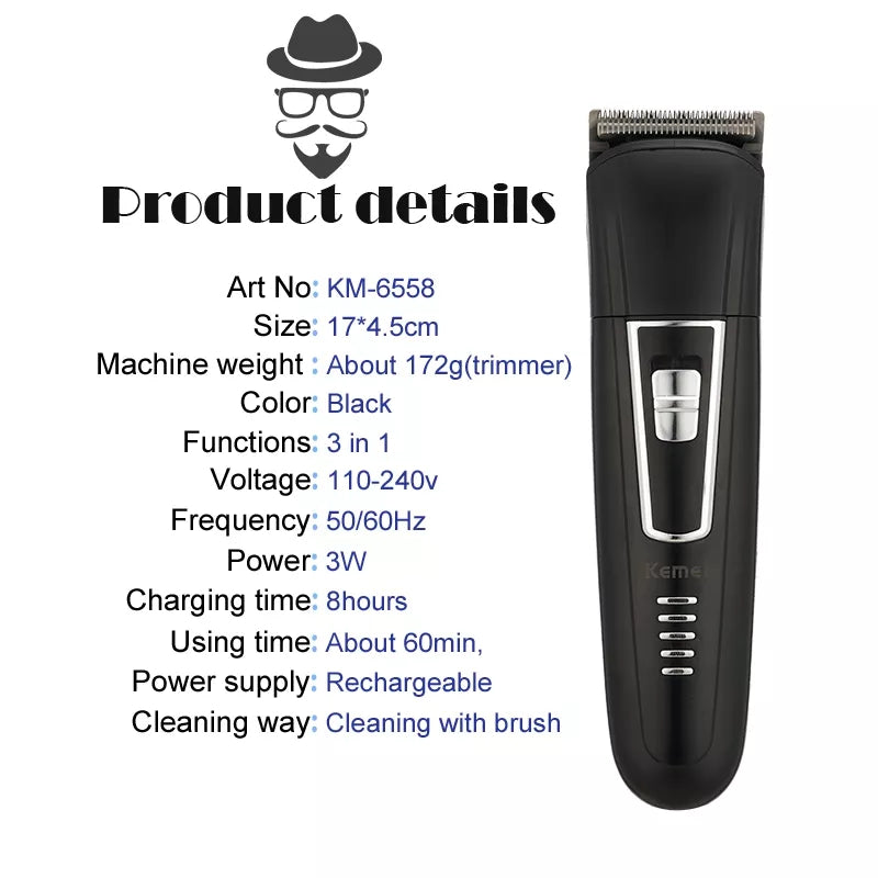 A KEMEI 3 in 1 Trimmer For Men | Hair Clipper | Trimmer For Men | Multipurpose Men's Grooming Kit