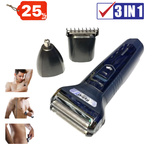 A KEMEI 3 in 1 Trimmer For Men | Dailing Electric Hair Clipper | Ear & Nose Trimmer | 100% Original