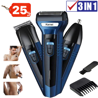 A KEMEI 3 in 1 Trimmer For Men | Dailing Electric Hair Clipper | Ear & Nose Trimmer | 100% Original