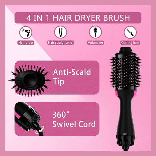 One Step Hot Air Brush Dryer & Styler  Hair Dryer Brush | Hair Dryer and Styler Volumizer | Hot Air Brush | Hair Straightener Brush for All Hair Types